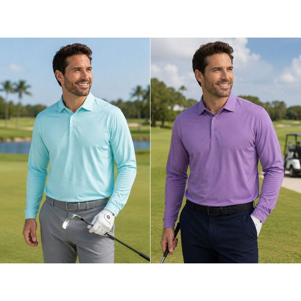 2pk Lot Bundle Gradual Polo Shirt Men’s 3XL Long Sleeve Golf Performance